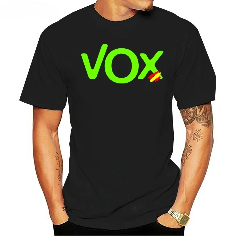 "Support VOX" Campaign Spanish Men's Summer T-shirt Santiago Abascal Head Print Oversized Breathable Custom Short Sleeve