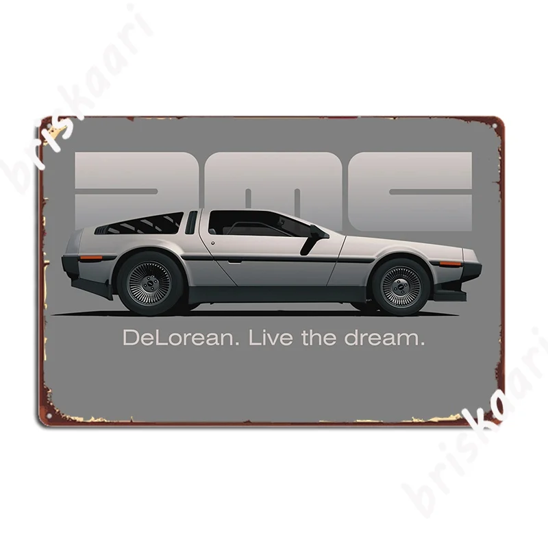 Delorean Dmc 12 Cartoon Retro Style Car Side View With Slogan Poster Metal Plaque Wall Plaque Tin Sign Poster