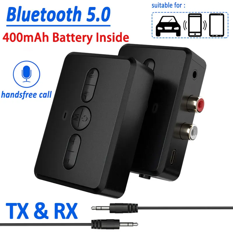 

Bluetooth 5.0 Audio Receiver Transmitter RCA 3.5mm AUX Jack Music 400mah Stereo Wireless Adapter Handsfree Call For Car PC TV