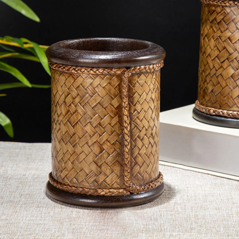 

Pen Organizer Desk Teacher Holder Desktop Dispenser Classroom Storage Woven Cup Craft Organizers