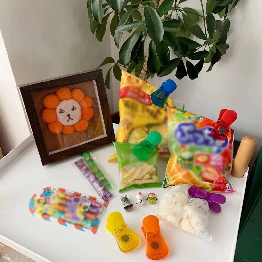 

Multifunctional Colorful Fridge Magnet Snack Sealing Clip Moisture Proof Fridge Magnet Photo Wall Decoration Maison Home Decor 6