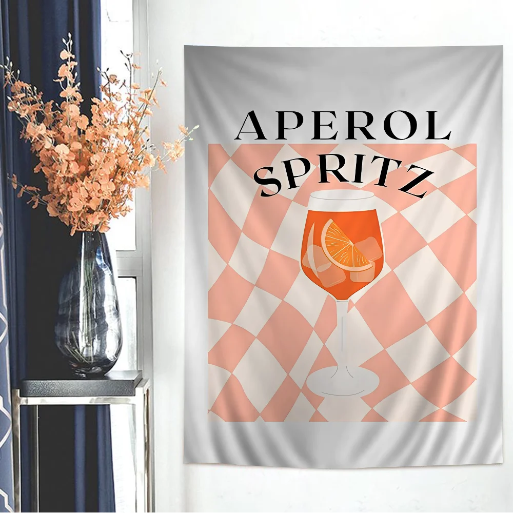 Мультфильм фруктовый сок Аперол Сприц красочный гобелен настенный дешевый хиппи