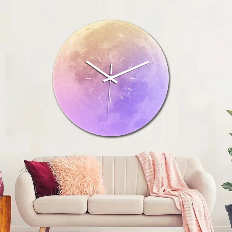 

New 12 Inch Nordic Romantic Starry Sky Wall Clock Bedroom Living Room Creative Decoration Mute Glass Circular Quartz Wall Clocks