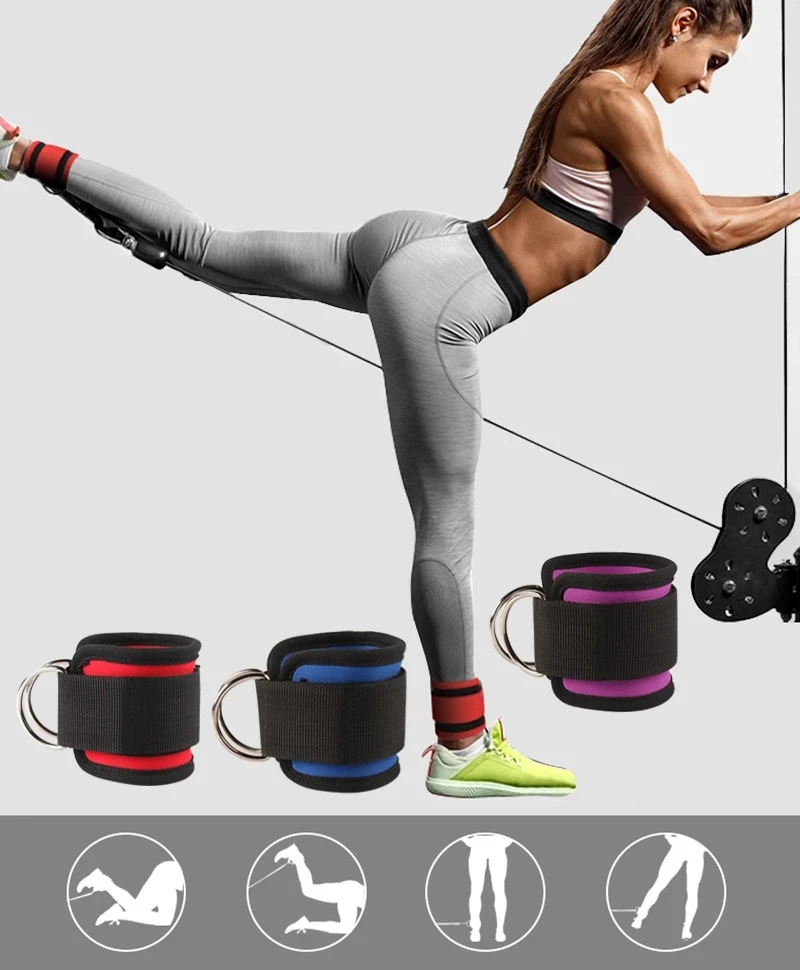 

1Pcs Cable Ankle Straps For Cable Machines Leg Exercises Double D-Ring Ankle Cuffs For Gym Workouts Glutes Legs Strength