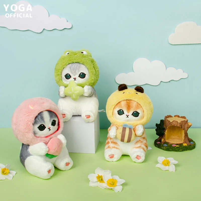 

23CM Kawaii Anime Maofu Forest Cross Dressing Frog Bee Strawberry Shark Cat Cartoon Cute Plush Doll Pendant Gift for Girlfriend