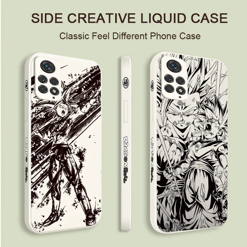 

Phone Case for Redmi Note 12 11 10 Pro 9S 9 8 7 8T Redmi 10C 9A 9C K40 Original Liquid Silicone Soft Cover DBZ Gotenks Goku