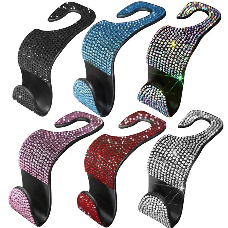 

1Pcs Rhinestone Car Hooks Auto Interior Seat Hook Headrest Bling Diamond Hangers Hook Purses Grocery Bags Hanging Organizer
