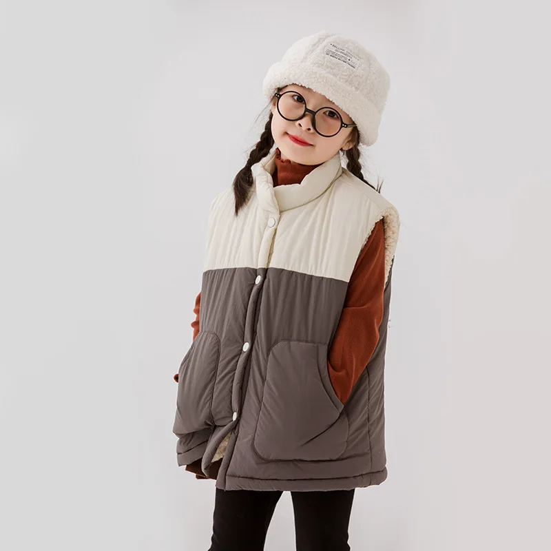 

Детская одежда, новинка 2023, модный жилет в Корейском стиле, 2023, зимний кашемировый теплый детский жилет для мальчиков и девочек