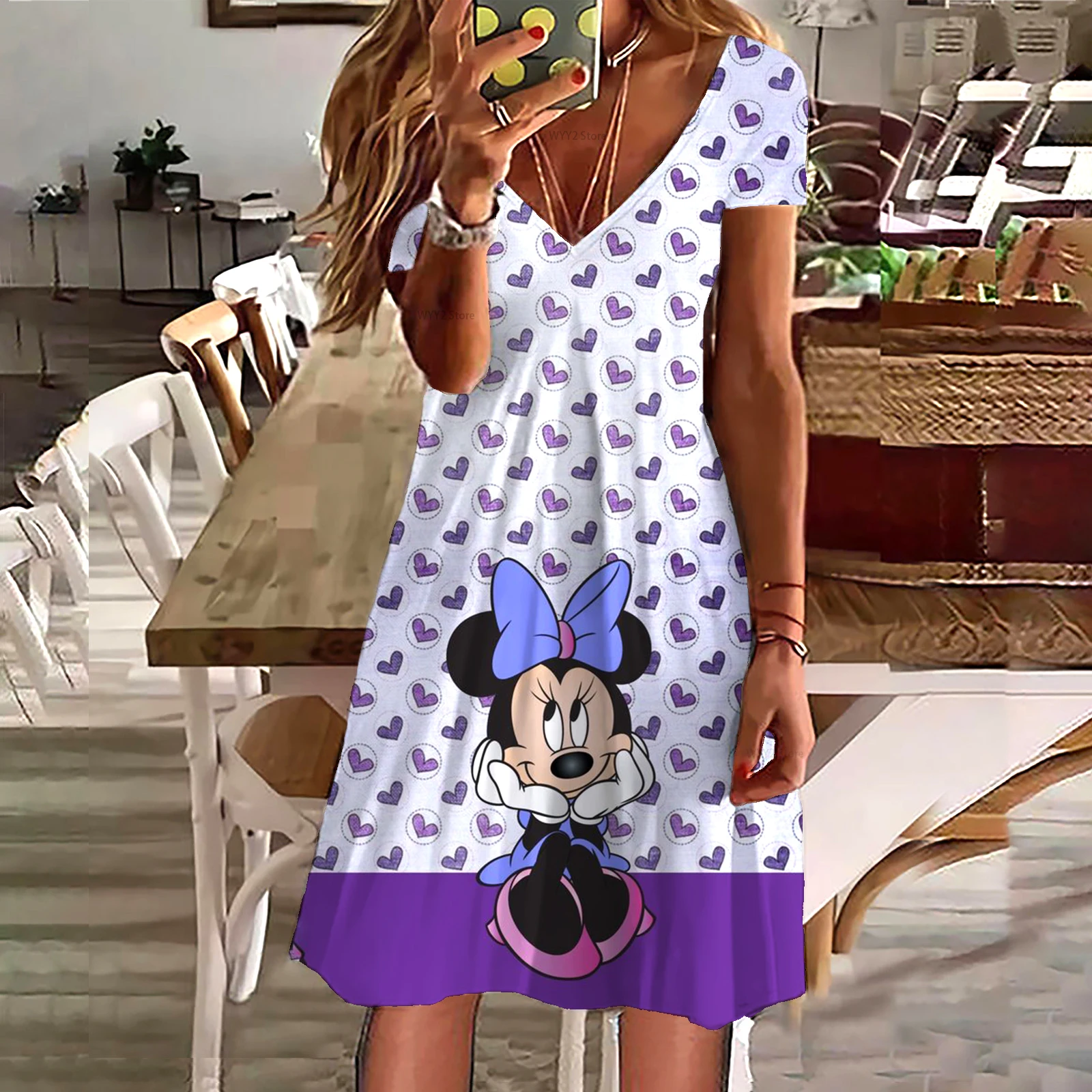 Женское летнее пляжное платье с принтом Минни Маус |