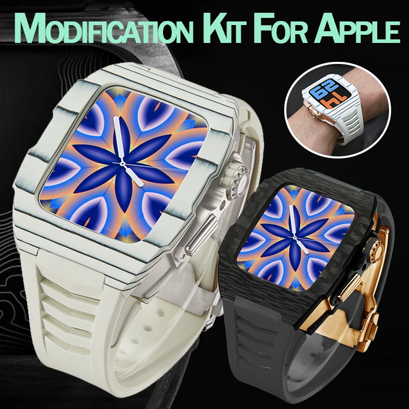 

Luxury Modification Kit for Apple Watch 7 45mm Man Watchband for Series Iwatch 6 5 4 SE 44mm Watch Band Strap Free Shipping Set