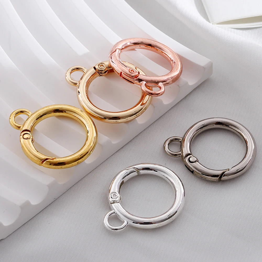 

5Pcs/Lot 26mm Metal O Ring Spring Clasps with Hooks Keychain Bag Clips Connector for DIY Key Chain Jewelry Making Accessories