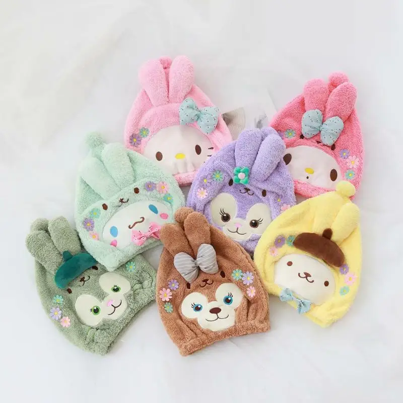 

Kawaii Sanrios Jewelry Cartoon Mymelody Cute Cinnamoroll Anime Kuromi Creative Plush Doll Dry Hair Shower Cap Toys Girls Gift