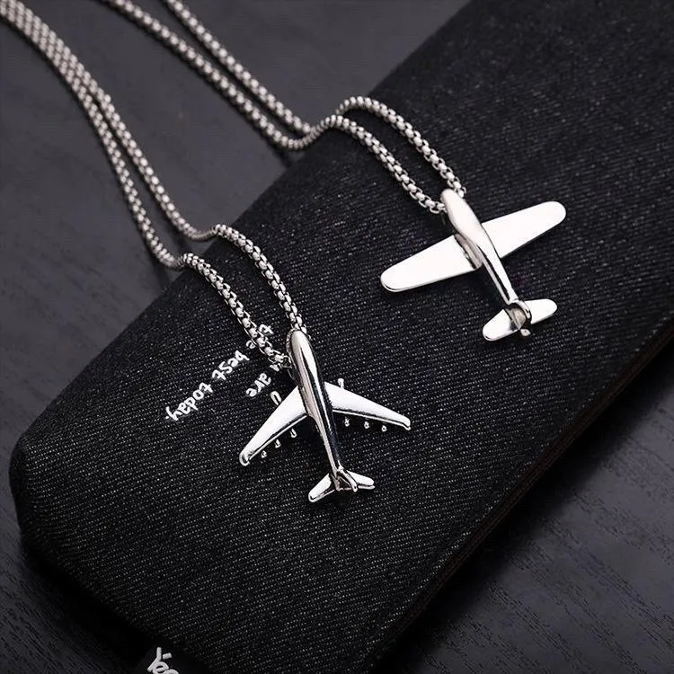 

S3480 Fashion Jewelry Airplane Pendant Necklace For Men Women Hip-hop Necklaces