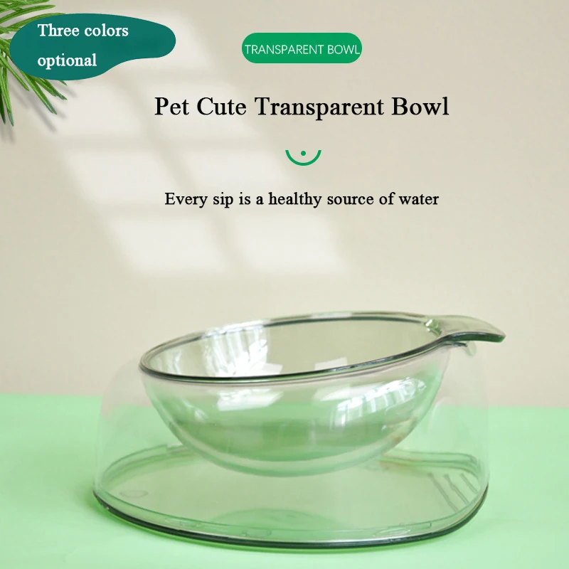 

New Cat Bowl Transparent Double Bowl Protection Cervical Vertebrae Cat Dog Drinking Bowl Oblique Mouth Pet Bowl Pet Supplies