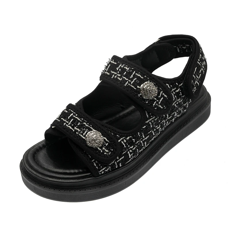 Women's Designer Brand Roman Fragrance Sandals 2023 Summer New Fashion British Wind Sewing Thread Slippers Casual Platform Shoes