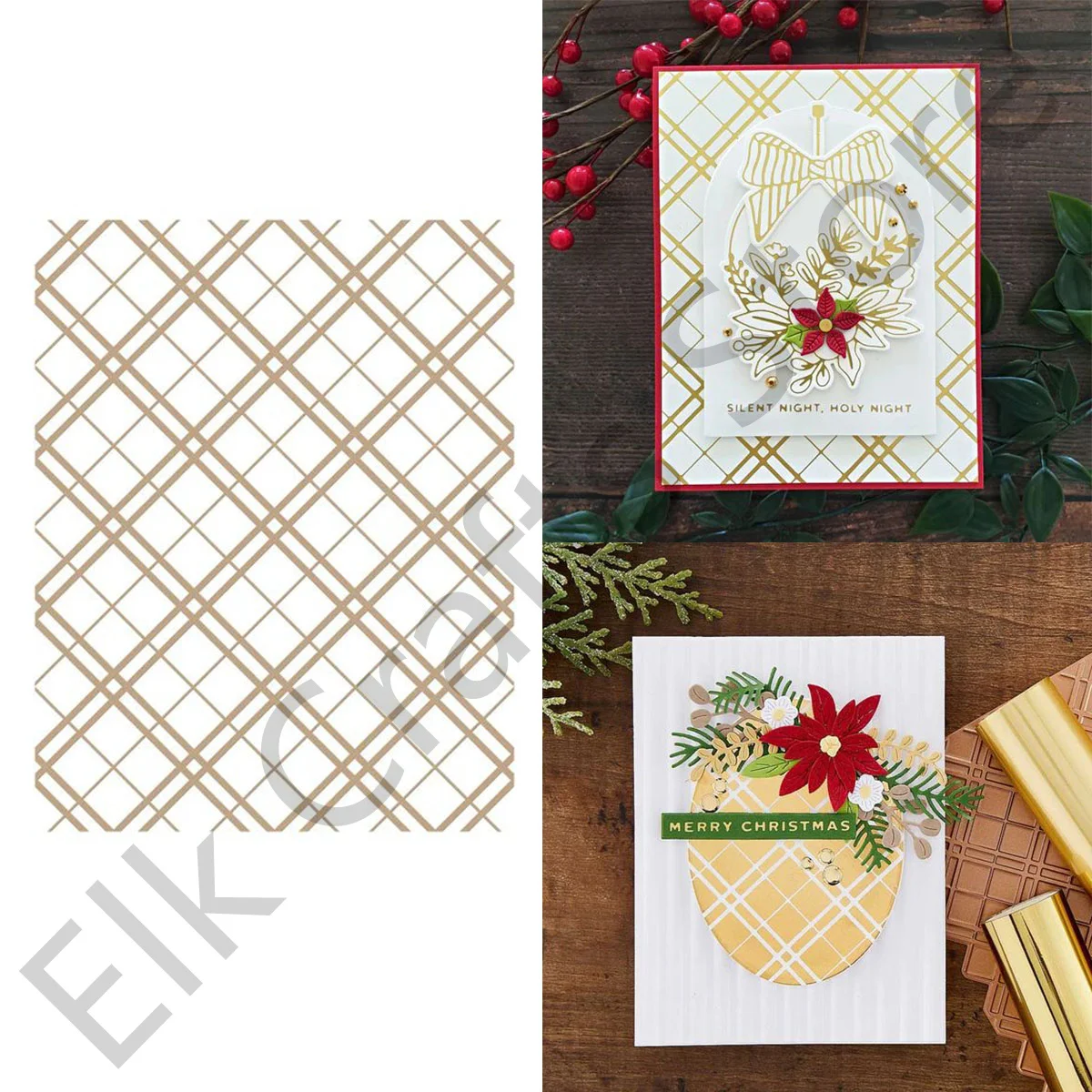 

PLAID TIDINGS BACKGROUND Metal Cutting Dies Diary Greeting Card Scrapbooking Decorative Embossing Handcraft Templates New 2022