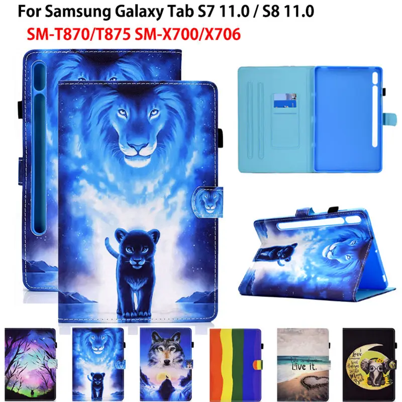 

Soft TPU Shell For Samsung Galaxy Tab S8 SM-X700 SM-X706B SMART Cover Case For Samsung Tab S7 T870 T875 11 inch Painted Funda