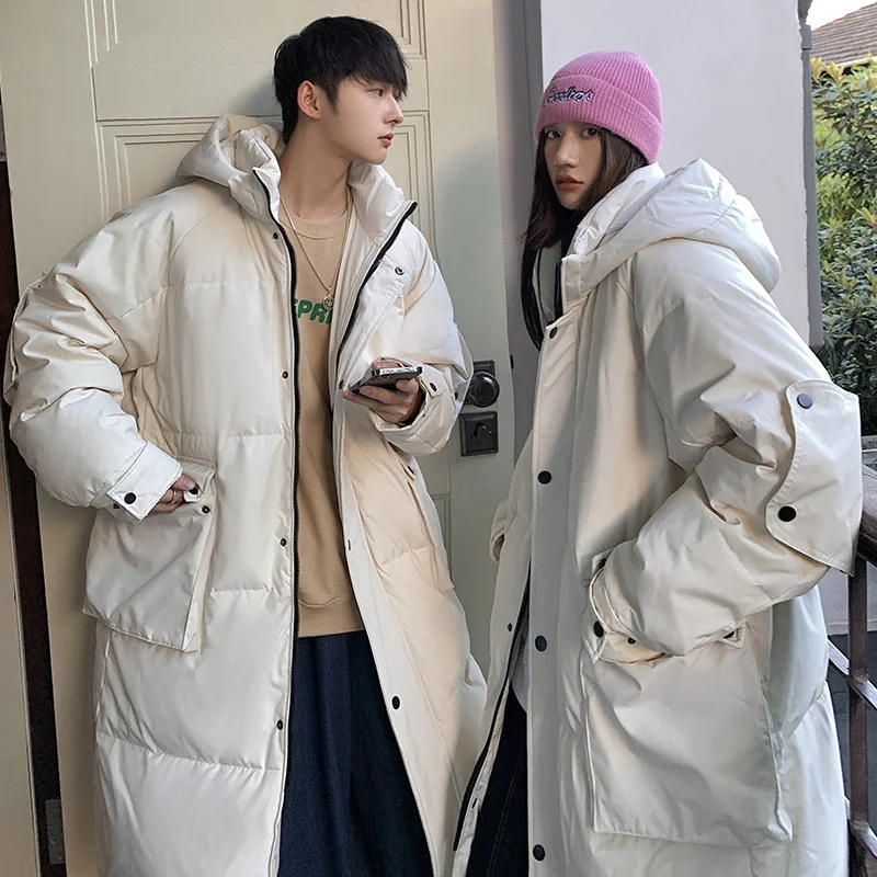 Winter Jacket Men Warm Fashion Oversized Thicke Down Jacket Men Streetwear Korean Loose Hooded Long Coat Mens Parker Overcoat