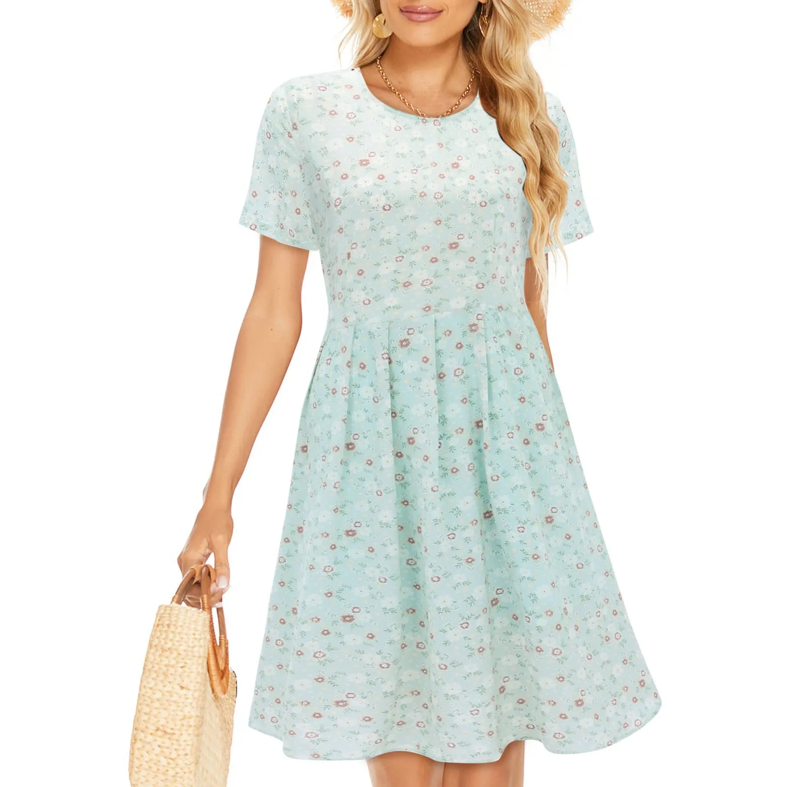 

Women's Summer Casual Dresses Floral Short Sleeve Tie Waist A Line Mini Dress Red Dress for Women Summer Dresses