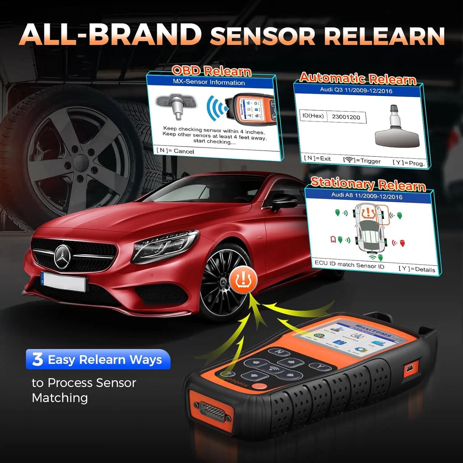 Фото Инструмент для программирования TPMS OTOFIX TireGo808, инструмент для перепрограммирования TPMS, активация всех датчиков, программирование MX-Sensor 315/433 МГц, мониторинг давления в шинах №4