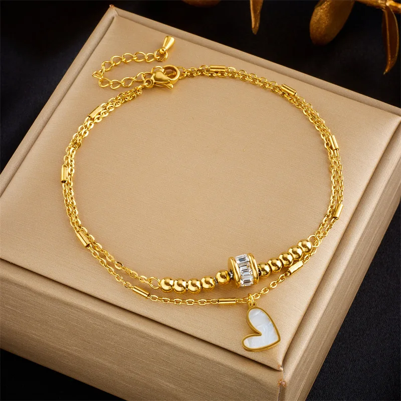 

316L Stainless Steel Heart Love Anklets For Women Girl Trend Bracelets Ankle Chains Non-fading Jewelry Gift Party Dropshipping