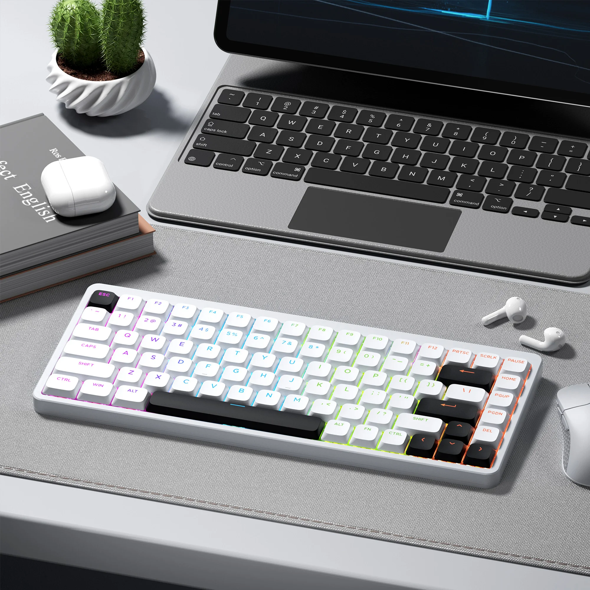 Низкопрофильные колпачки для клавиш XVX BOW Shine Through Skyline R2 Double-Shot PBT, совместимые с ASIN, СШАISO, Великобритания, черныйбелый, 127-клавиш (art.: 3920cb47b474e) - 3920cb47b474e