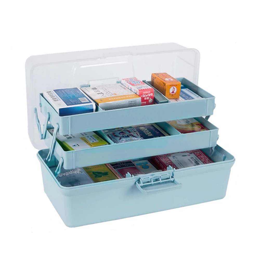 

Medicine Storage Box Organizer With Handle Capacity Pill Case Portable First Aid Kit Container Family Emergency Storage Boxes