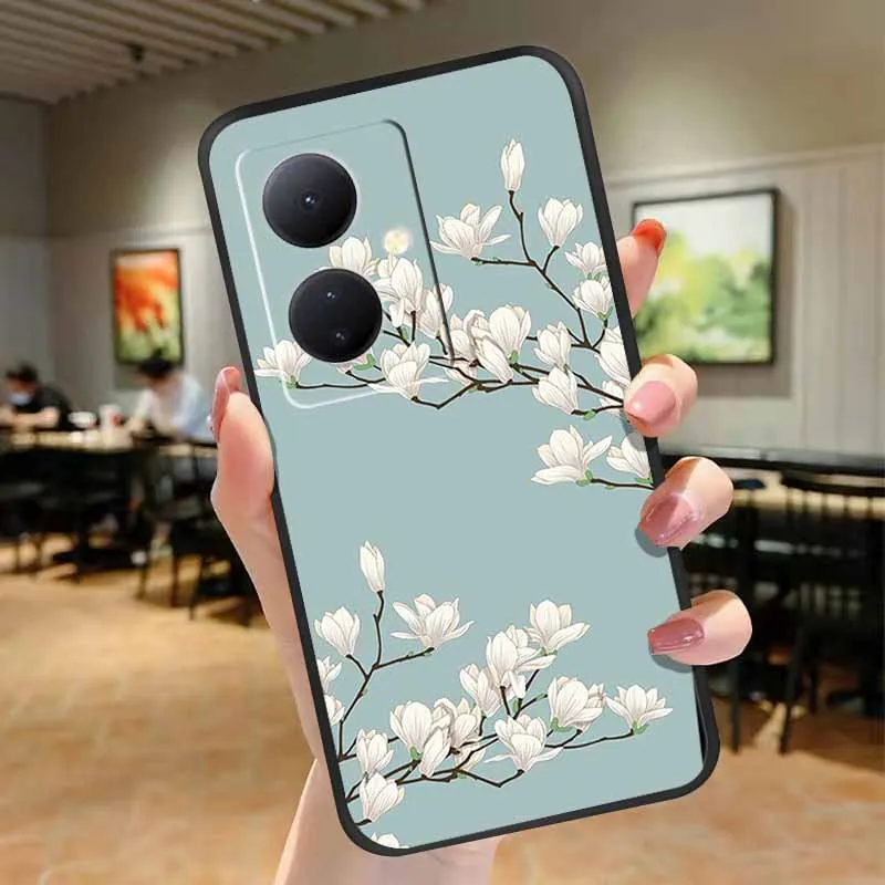 Чехол для Vivo V29 Lite 5G V40Pro V40SE с 3D рельефным цветочным тиснением силиконовый чехол VIVO