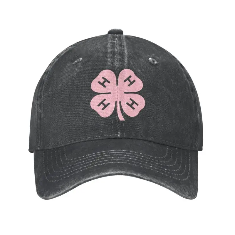 

Personalized Cotton Pink 4H Four Leaf Clover Baseball Cap Hip Hop Women Men's Adjustable Dad Hat Spring