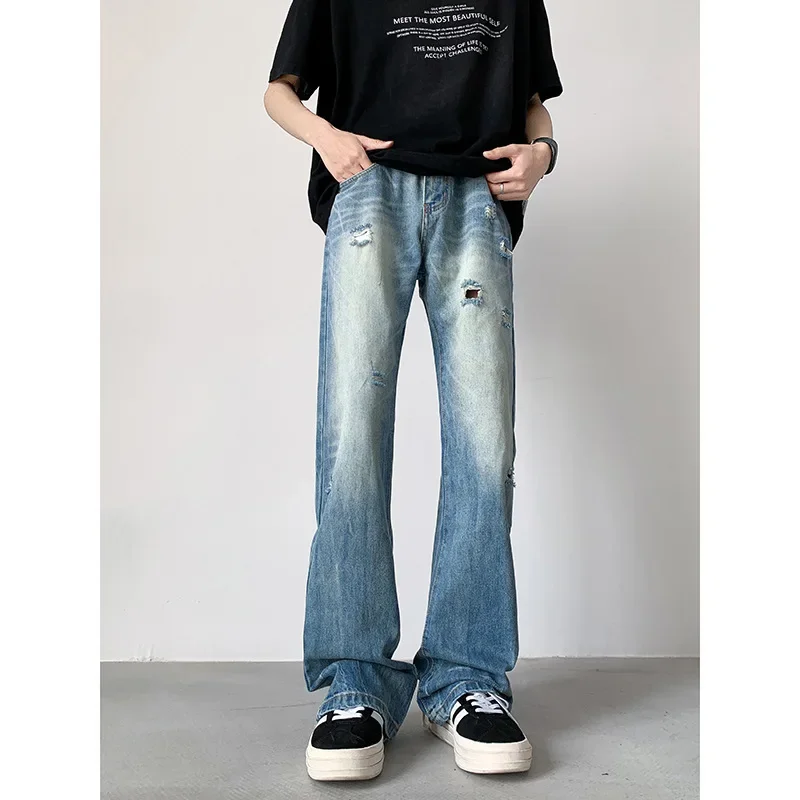 Модные брендовые мужские джинсы в американском стиле повседневные брюки прямого
