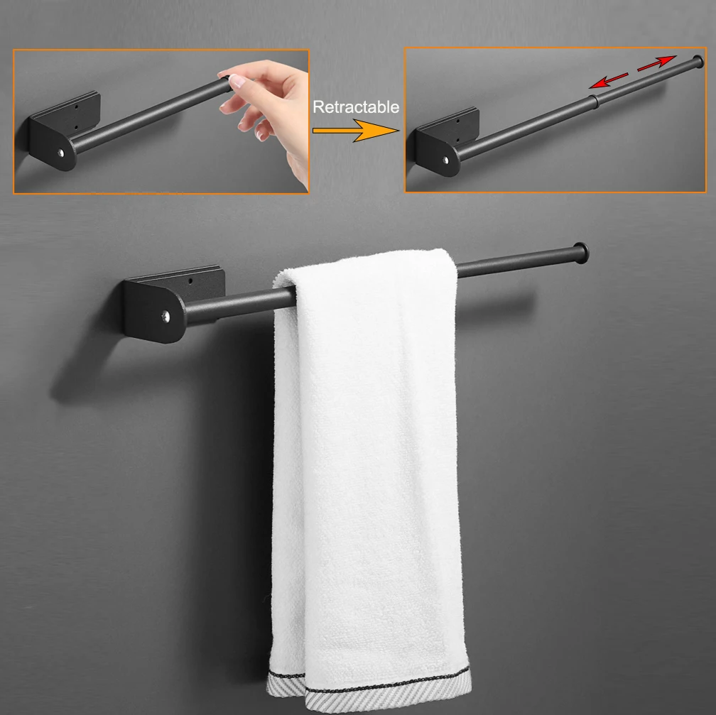 Rack Bathroom Hand Towels Holder Bar Cloth Dryer Kitchen Accessories Aluminum Towel Ring Organizer Shelf