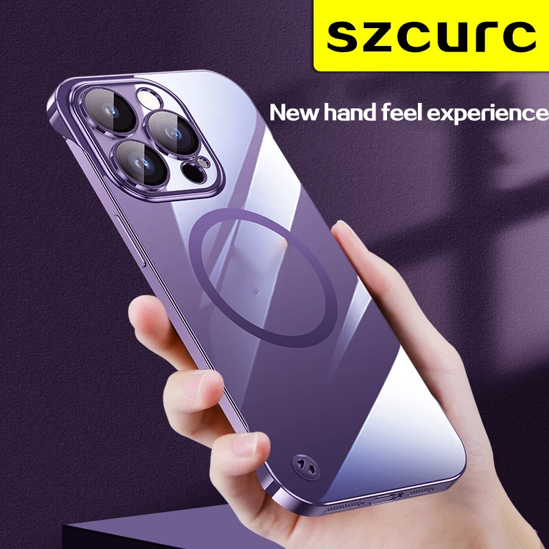 Kup Nowość Bez Obramowania Magsafe Wysokiej Klasy Luksus Dla IPhone 14 Pro Max Etui Na Telefon 12 11 13 Ssanie Magnetyczne Ultra-cienka Torba Ochronna