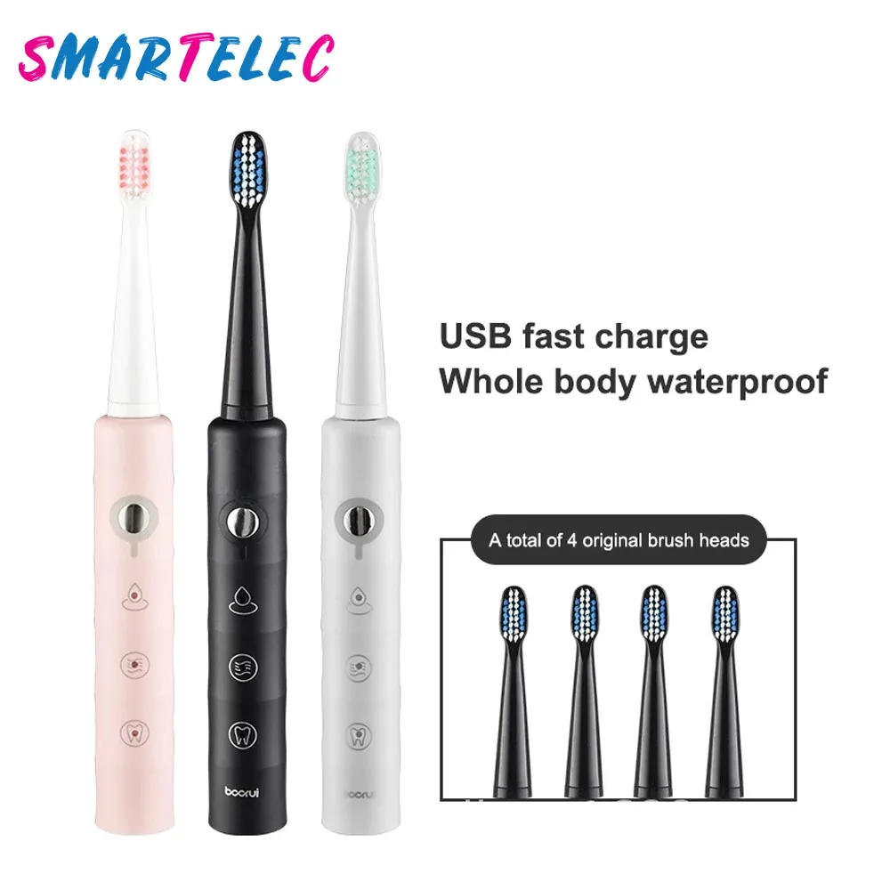 NEW Smart Sonic Electric Toothbrush IPX7 Waterproof Micro Vibration Deep Cleaning Whitener Without Hurting Teeth