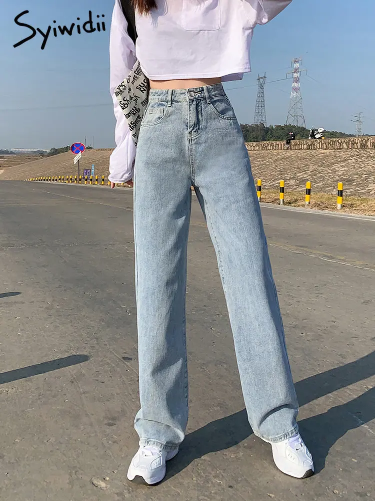 Syiwidii джинсы с широкими штанинами для женщин мешковатые джинсовые брюки высокой