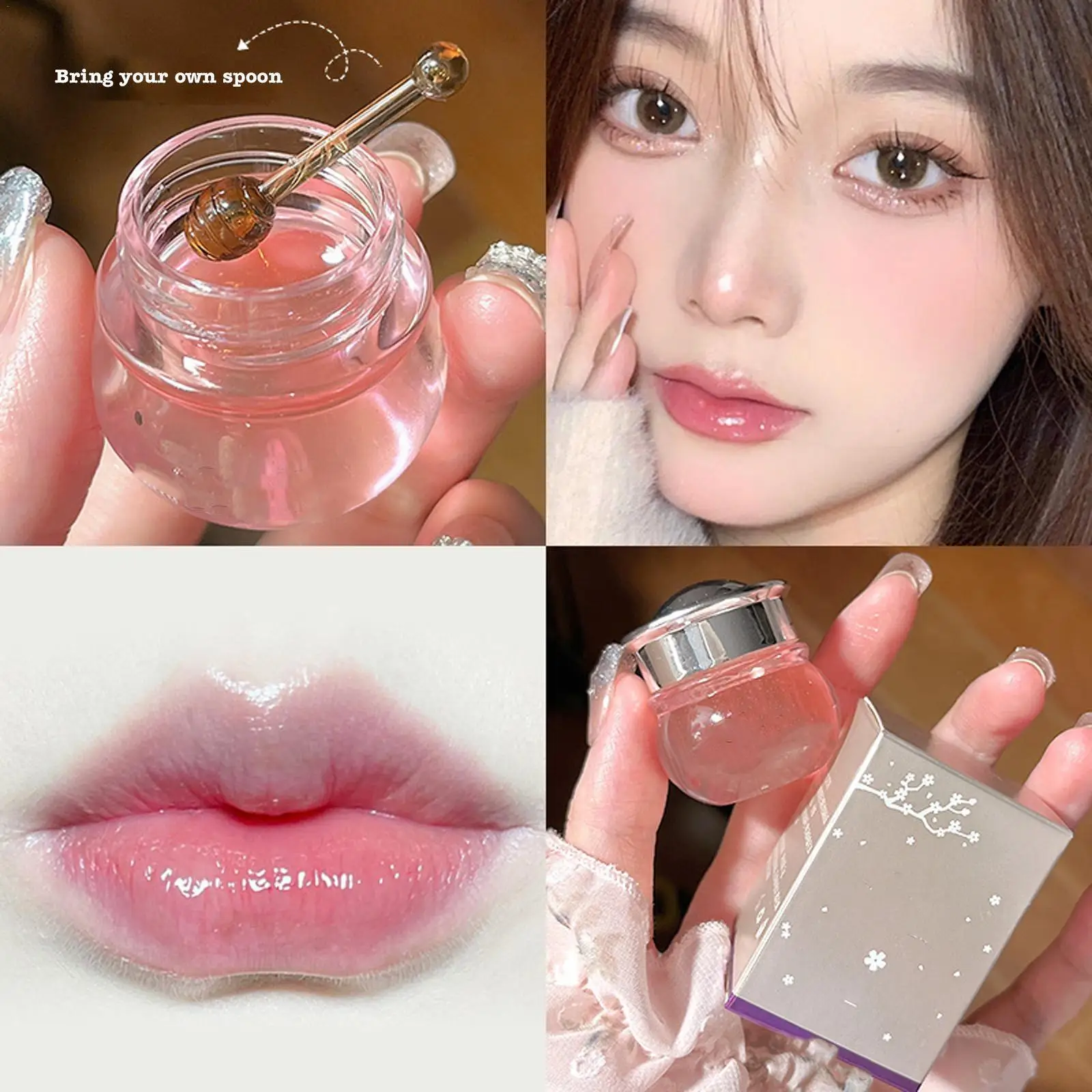 

Cherry Blossom Honey Moisturizing Lip Oil Repair Dry Cracked Lips Reduce Lip Wrinkles Cleansing Dead Skin Lipstick Primer Base