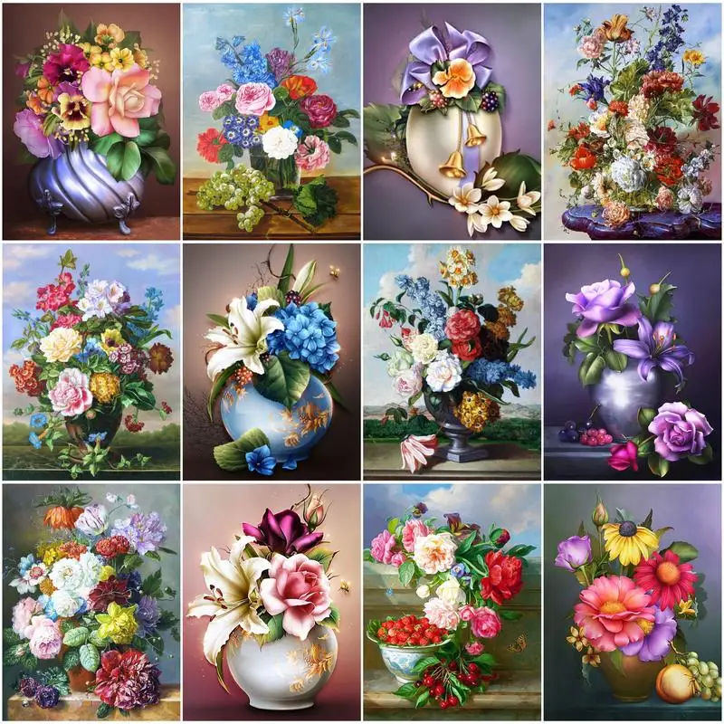 

CHENISTORY 5D Diamond Painting New Arrivals Colorful Flower Diamond Embroidery Cross Stitch Rhinestones Full Mosaic Home Decor