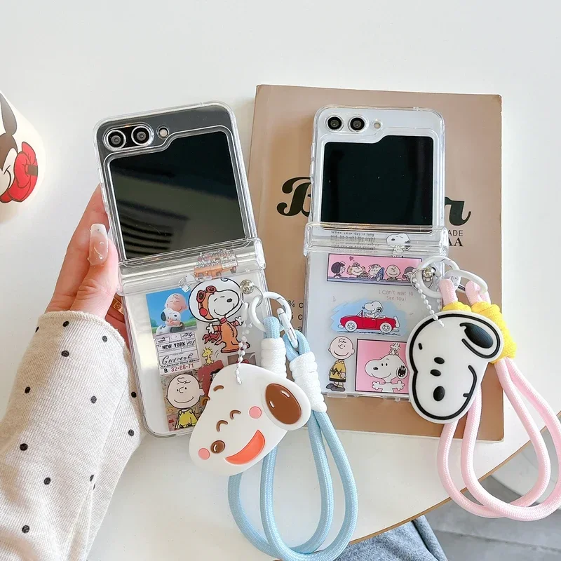 Милый мультяшный снупи Чарли Браун чехол для телефона Samsung Galaxy Z Flip 6 5 прозрачный