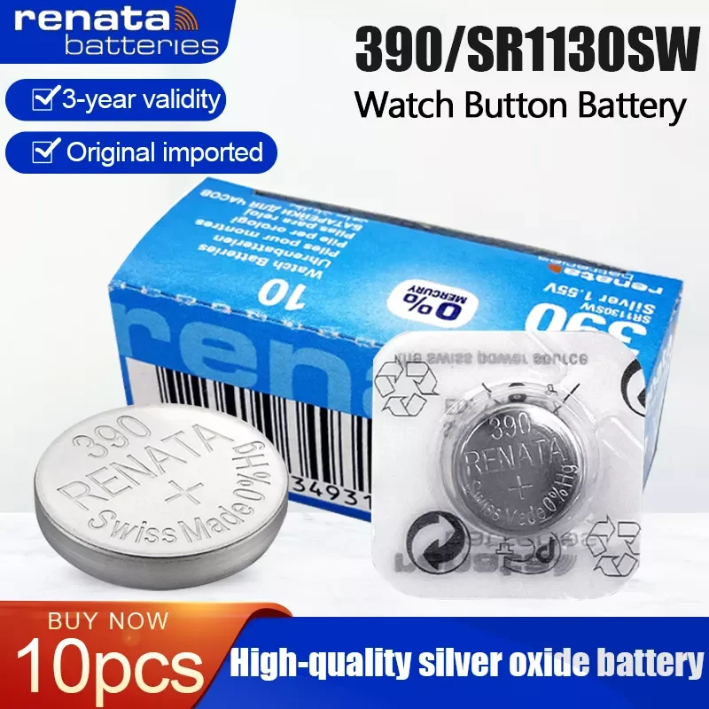 

10PCS/Lot 100% Original 390 SR1130SW AG10 389 LR54 LR1131 Toys Calculator Watch Battery MADE IN Swiss Button Coin Cell