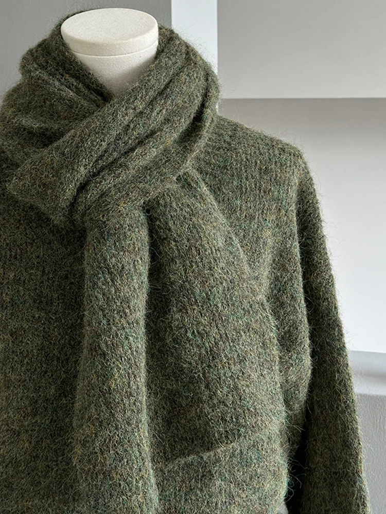 DEAT модный женский вязаный пуловер с v-образным вырезом свободный винно-красный