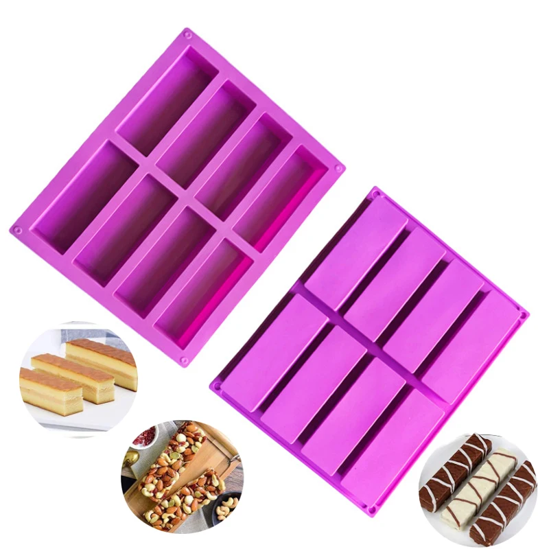 

8/12 Cavity Silicone Rectangle Molds Protein Bars Mold Granola Bar Baking Tool Cheesecake Pudding Butter Cake Mould Soap Molds