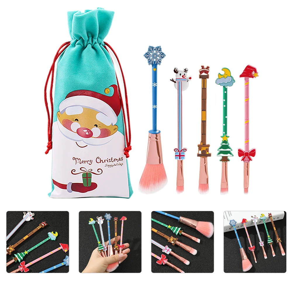 

5pcs Christmas Style Makeup Brush Tool Comfortable Christmas Themed Makeup Brush
