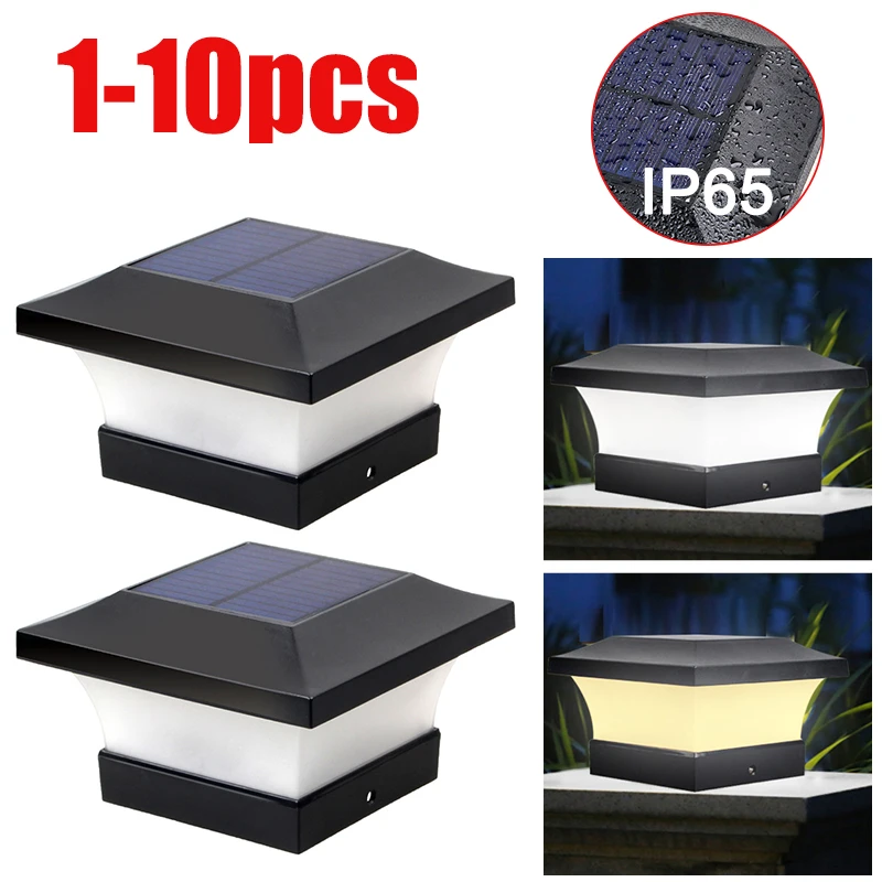 

1-4pcs Solar Powered LED Post Deck Cap Square Fence Landscape Lamp Light Waterproof IP65 Landscape Lamp Garden Veiw Decor