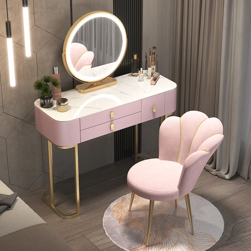 

Solid Wood Light Luxury Rock Panel Dressing Table Makeup Tables Modern Simple Bedroom Storage Cabinet Integrated Small Household