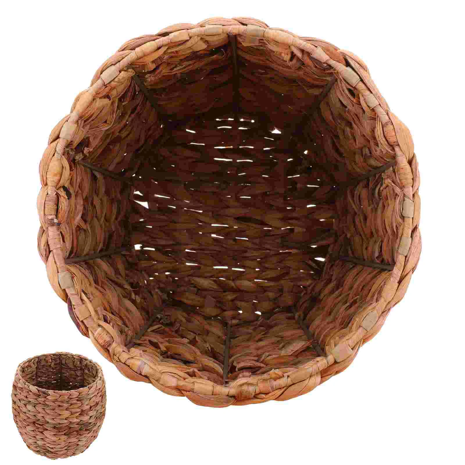 

Straw Storage Basket Desktop Woven Sundries Container Bin Home Organizer Hyacinth Baskets Holder Table Supplies Weaving Books