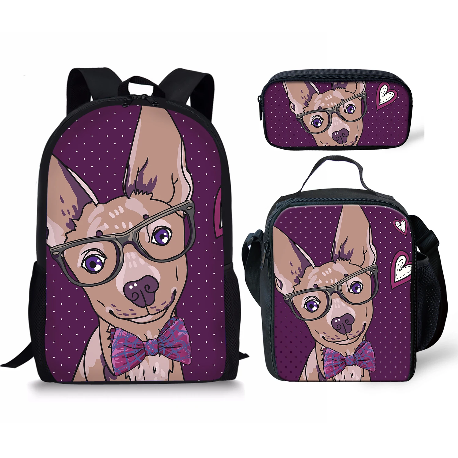 Lovely Dog Print New 3Pcs/Set School Bags Daily Travel Climbing Durable Backpack Trendy Birthday Gift for Kids Fashion Knapsack