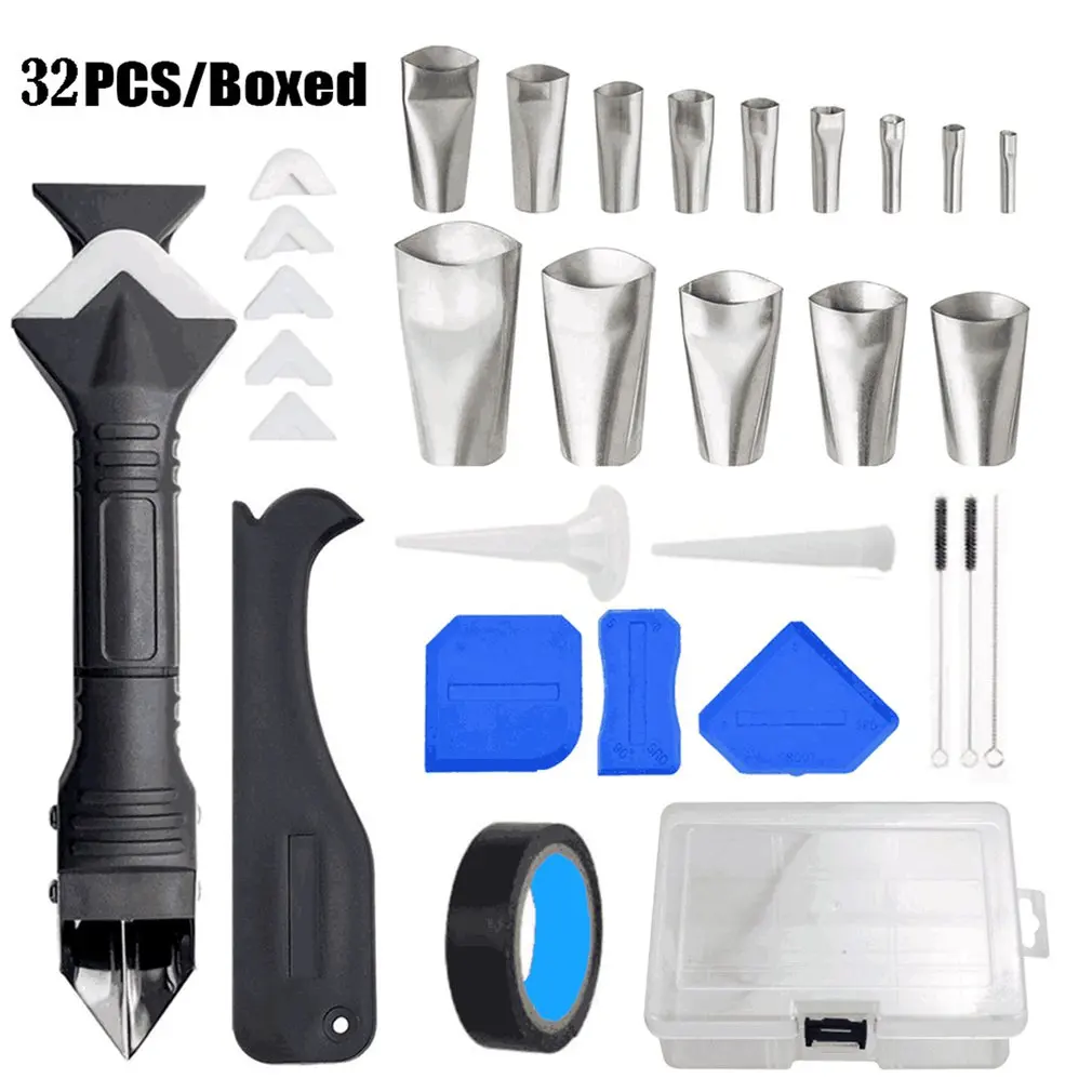 

32pcs 3 in1 Silicone Remover Sealant Smooth Scraper Caulk Finisher Grout Kit Tools Floor Mould Removal Hand Tools Set Accessorie