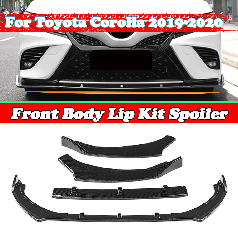 

3pcs Black/Carbon Look Car Front Bumper Splitter Lip Diffuser Body Kit Spoiler Guard Protection For Toyota Corolla 2019 2020