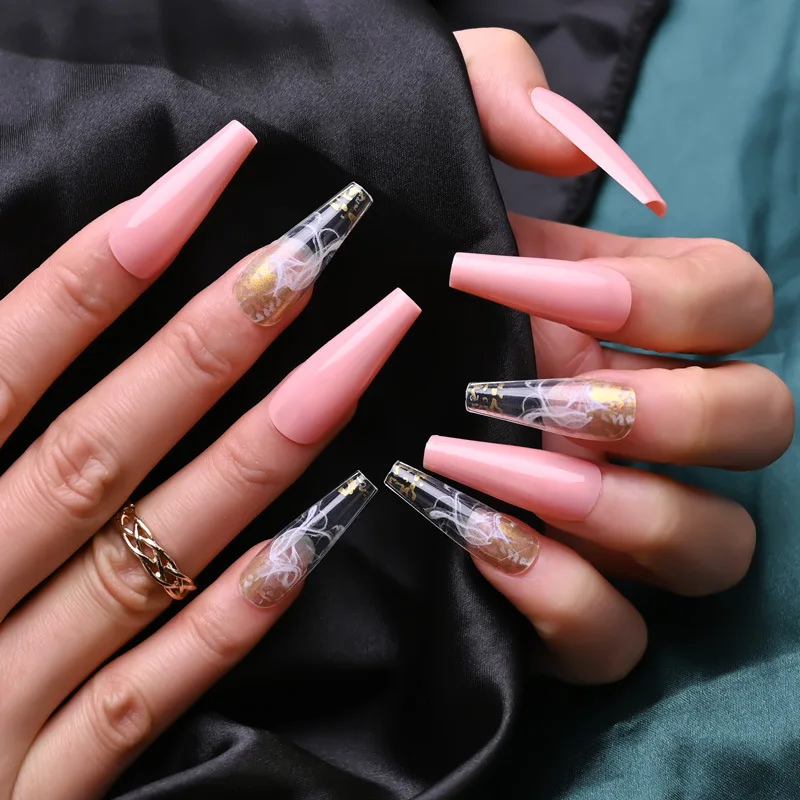 

Luxury 24pcs/Box Fake Nails Full Cover Nail Accessiories False Nail Tips With Glue Beauty Art Tools Fingernails
