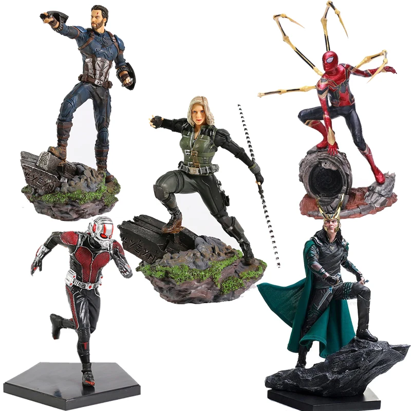 

Marvel Avengers ARTFX Infinity War Iron Studio Spider Captain America Ant Man Spiderman Loki Laufeyson Action Figure Model Toys