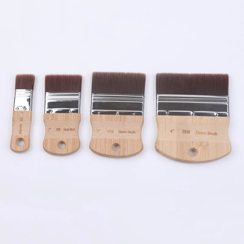 

New Arrival Gesso Brush 2030 Synthetic Hair Natural Bamboo Handle Acrylic Watercolor Wall Painting Art Tool Supplies